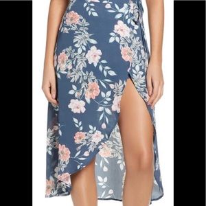 LEITH blue floral tie skirt with built in shorts NEW size Small